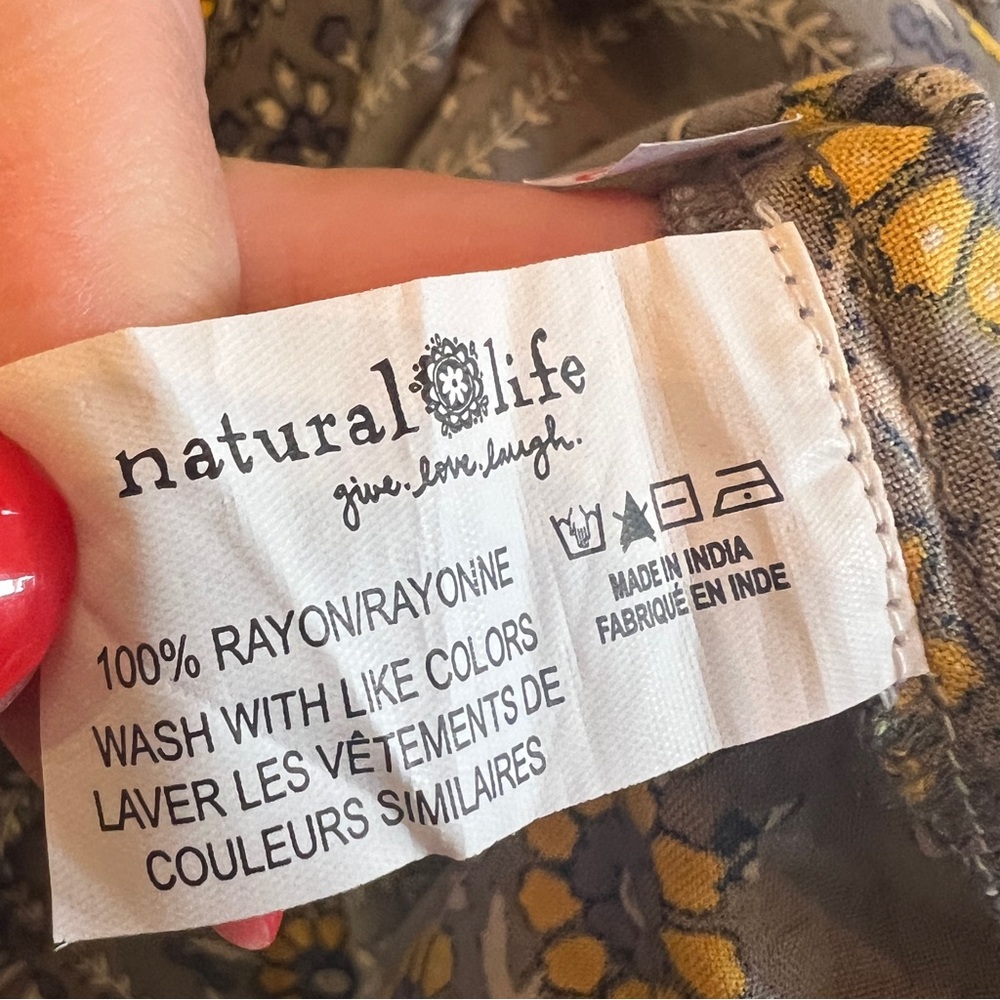 Natural Life Boho Floral Peasant Mini Dress NWT Medium Rayon - Picture 9 of 9